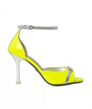 NEW FUNDAE women's slushies recycled leather high-heel sandals in limoncello